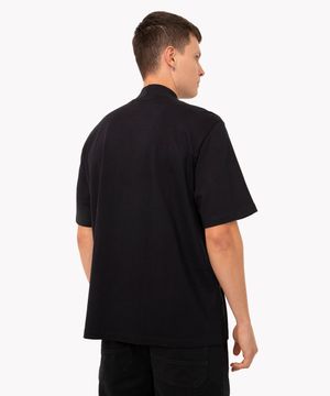 camiseta oversized de algodão manga curta gola alta preta
