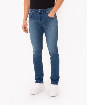 calça jeans slim comfort azul médio