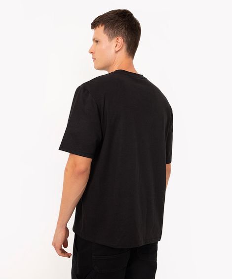 camiseta oversized de moletinho manga curta preta