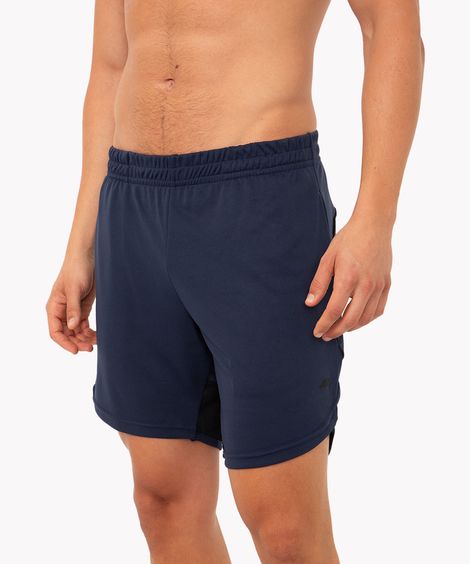 short recorte esportivo azul marinho