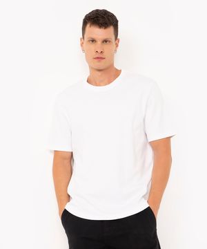 camiseta básica de algodão peruano manga curta branco
