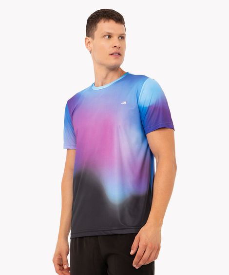 camiseta tie dye manga curta esportiva azul médio