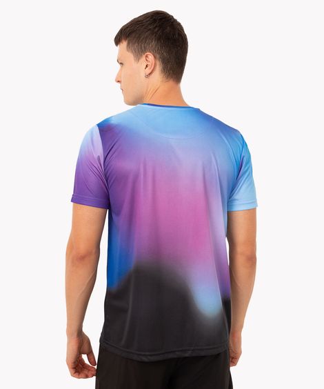 camiseta tie dye manga curta esportiva azul médio