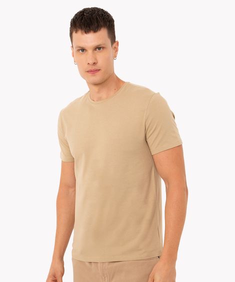 camiseta slim básica manga curta - bege