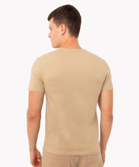 camiseta slim básica manga curta - bege