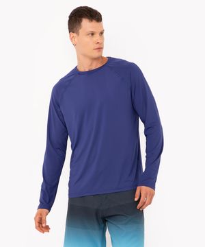 camiseta manga longa com proteção uv azul azul