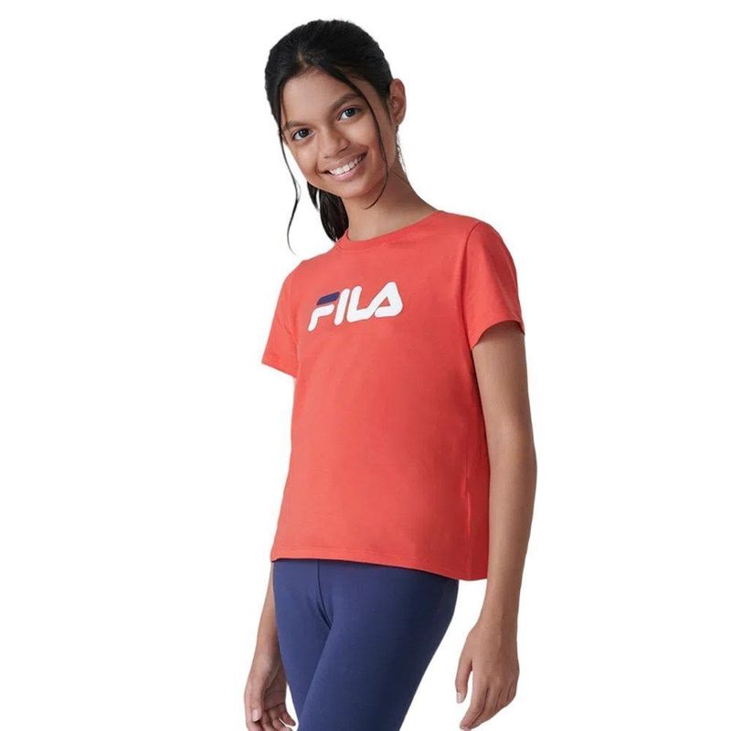 camiseta fila letter premium infantil vermelho - C&A