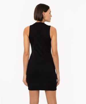 vestido curto de algodão canelado preto