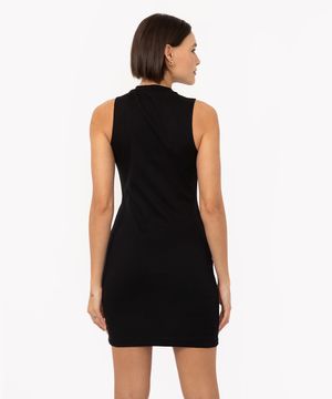 vestido curto de algodão canelado regata preto