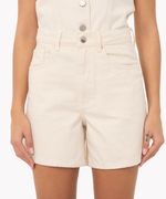 Bermuda De Sarja Cintura Super Alta Com Bolsos Off White