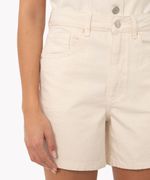 Bermuda De Sarja Cintura Super Alta Com Bolsos Off White