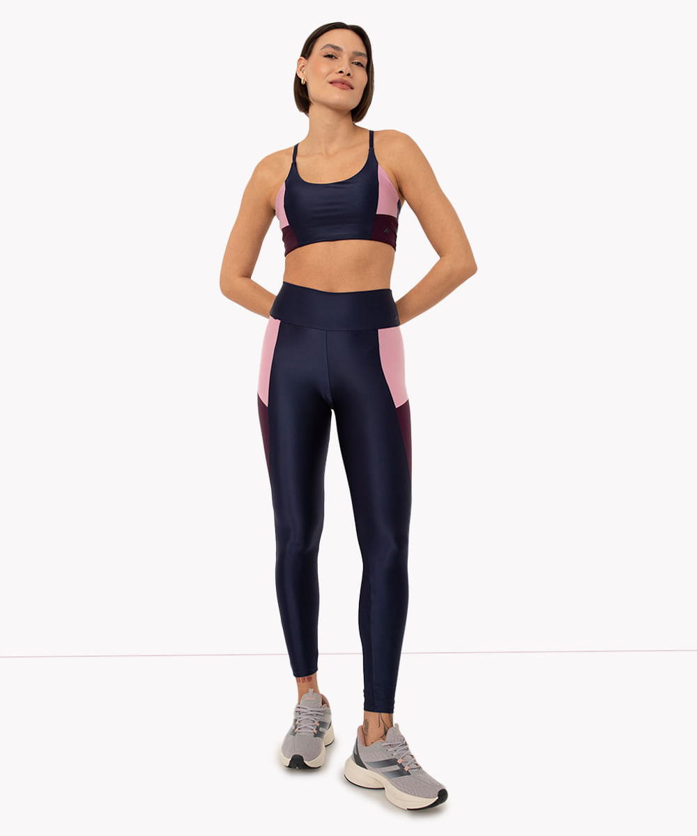 calça legging sem costura cós largo esportiva ace roxo