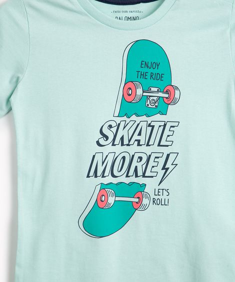 camiseta de algodão infantil skate more verde