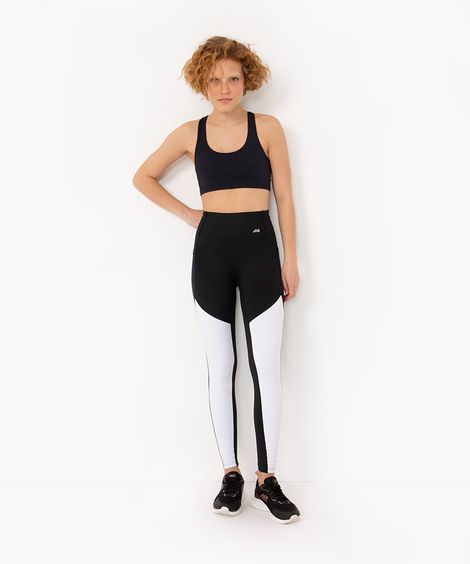 calça legging cintura alta recorte esportiva branco