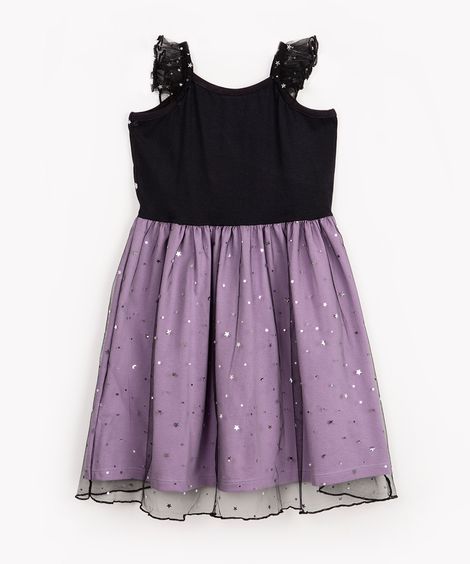 camisola infantil bruxinha com tule preto