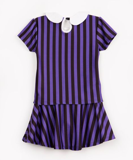 conjunto fantasia wandinha manga curta roxo