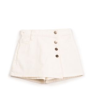 short saia infantil transpassado com bolso off white