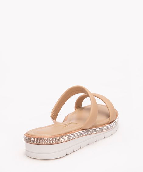 tamanco flatform com strass vizzano bege médio