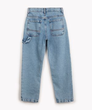 calça jeans juvenil com recortes azul claro