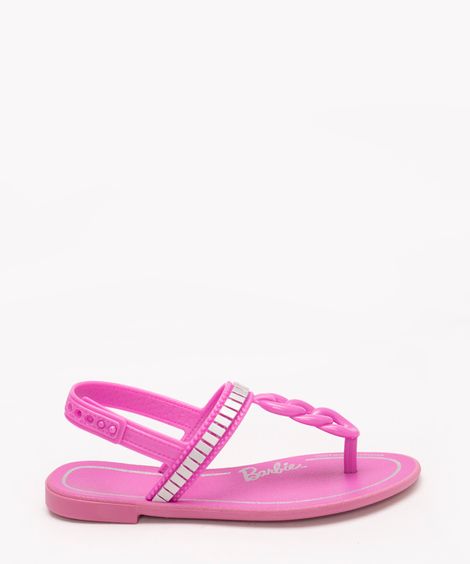 sandália infantil Barbie light com avião grendene rosa