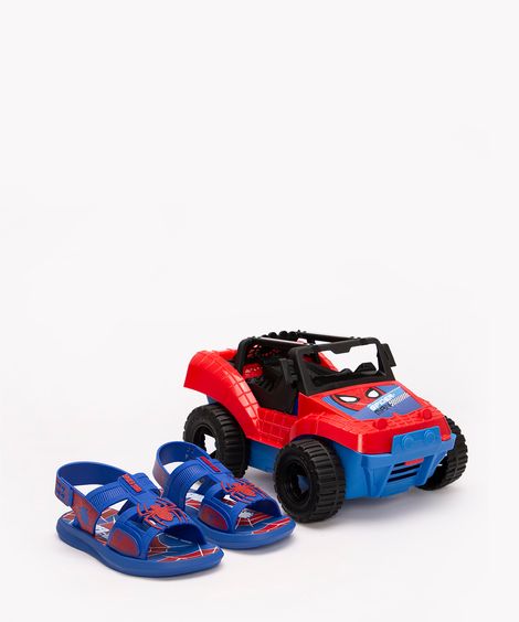 sandália infantil homem aranha com carro grendene azul