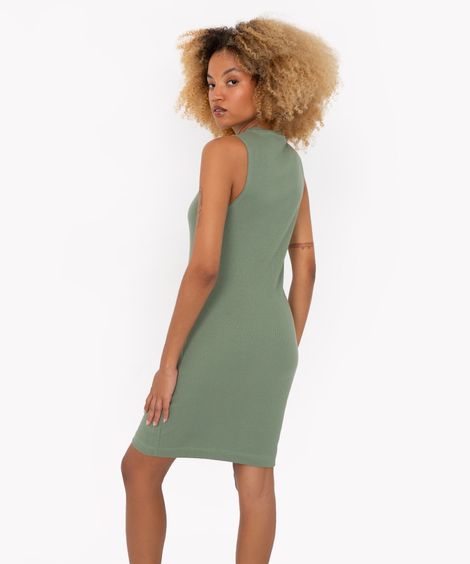 vestido curto de algodão canelado verde