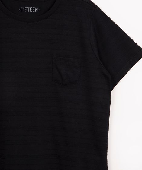 camiseta de algodão infantil com textura manga curta preta
