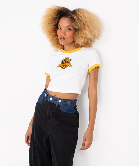blusa baby look lufa lufa amarelo