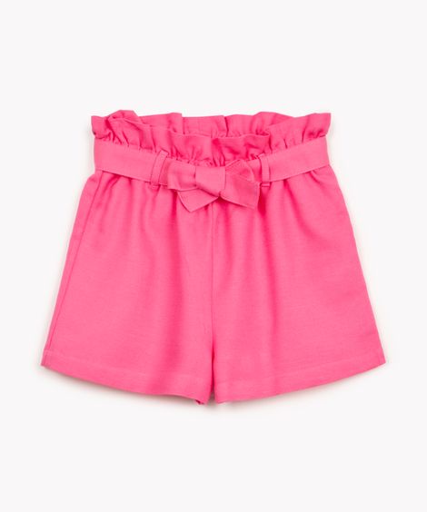 short infantil de viscose clochard com faixa rosa