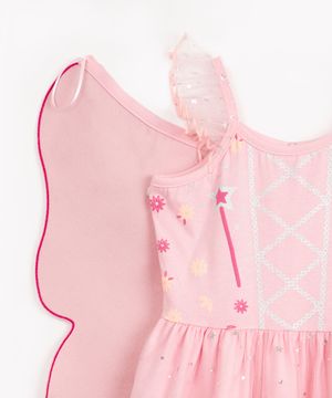 camisola infantil fada com asas rosa claro