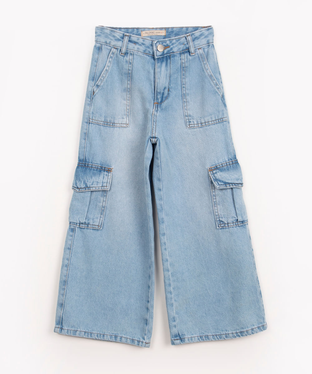 calca-jeans-infantil-wide-leg-cargo-high-jeans-claro-1054730-Jeans ...