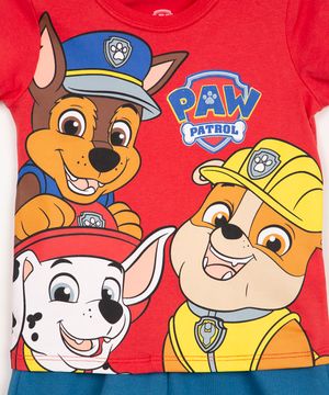 conjunto infantil patrulha canina manga curta vermelho
