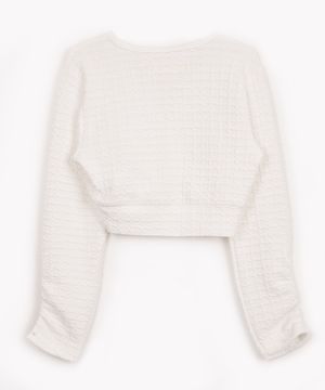 blusa infantil bailarina com transpasse manga longa off White