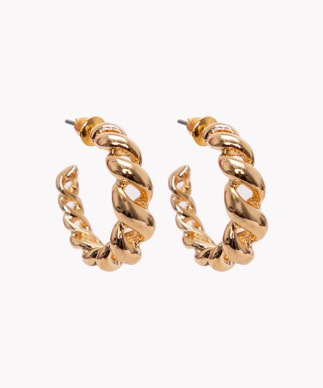 brinco argola pequena trançada dourado