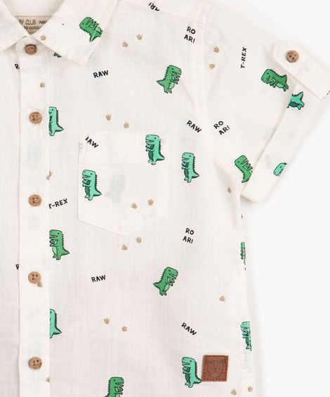 conjunto infantil de algodão camisa dino manga curta colorido