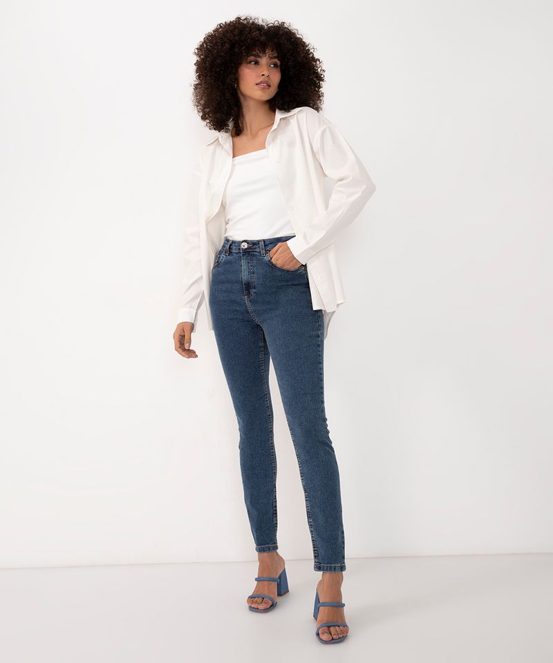 calça skinny jeans azul médio - C&A