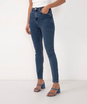 calça skinny jeans azul médio