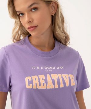 camiseta de pijama creative manga curta lilás