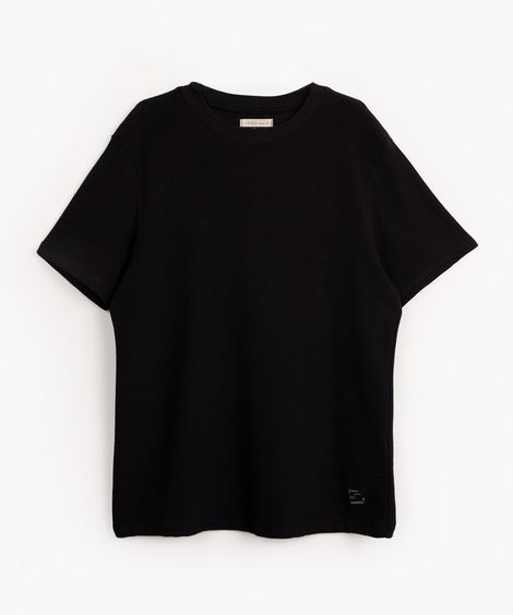 camiseta juvenil de algodão texturizada  preto