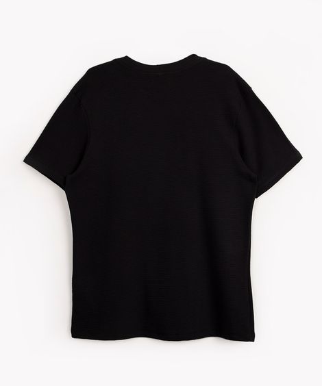 camiseta juvenil de algodão texturizada  preto