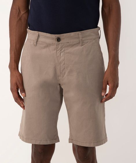 bermuda reta de sarja com bolso kaki