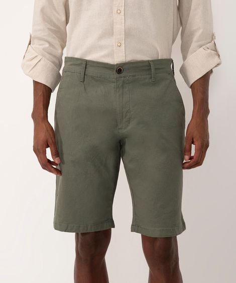 bermuda reta de sarja com bolso verde