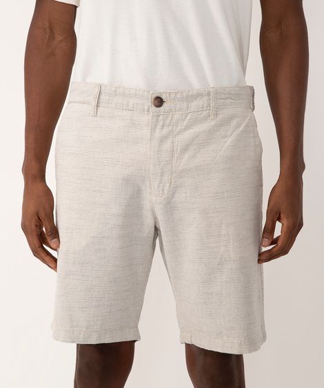 bermuda de algodão listrada com bolsos off white