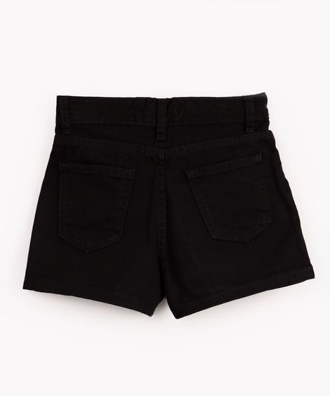 short saia de sarja infantil com bolsos preto