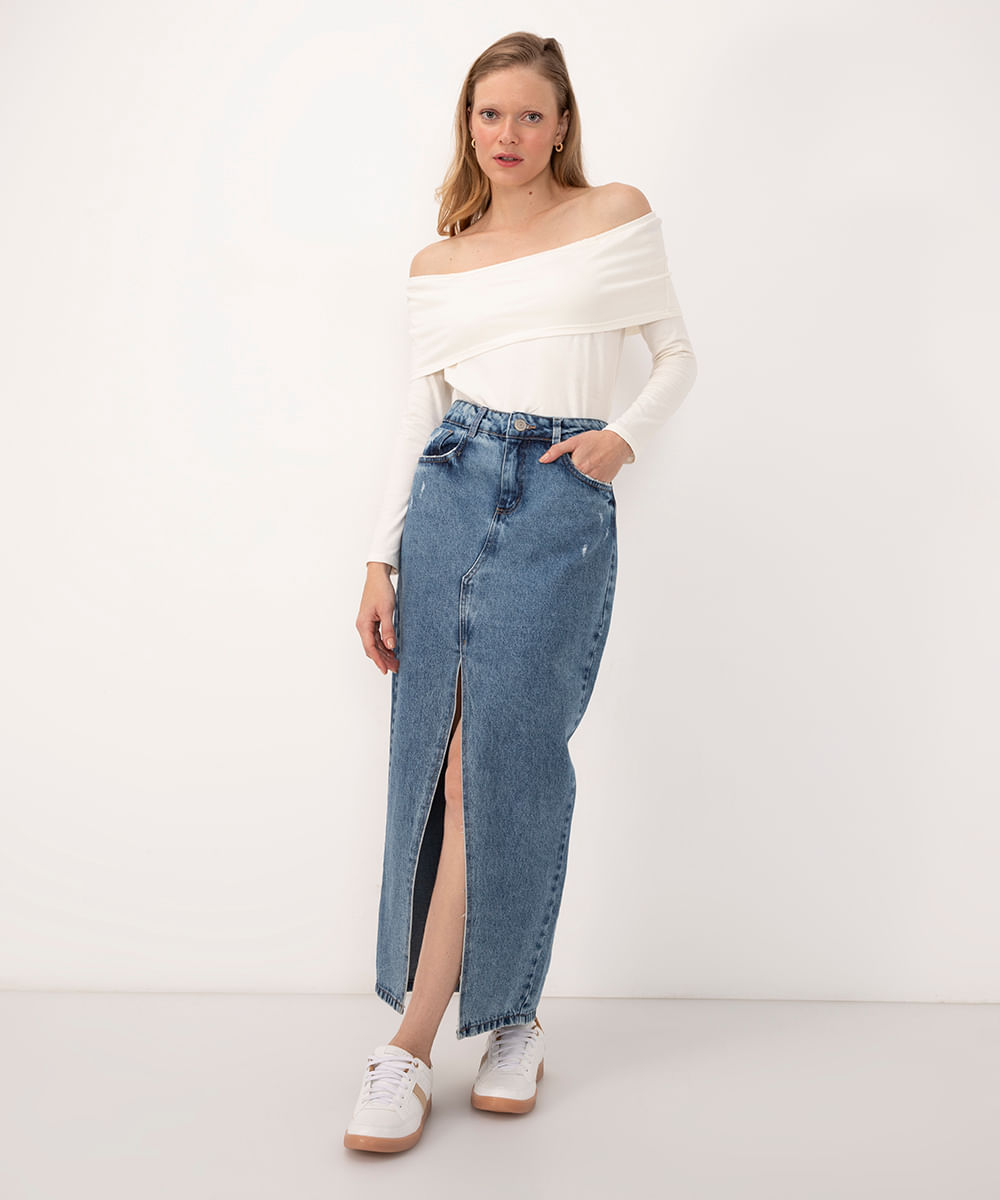 Saia Longa Jeans Trendy - litt