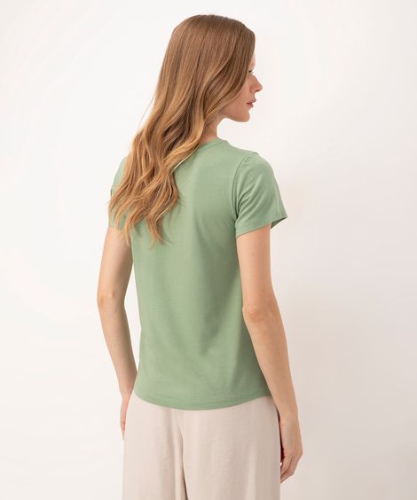 blusa de viscose com recorte manga curta verde