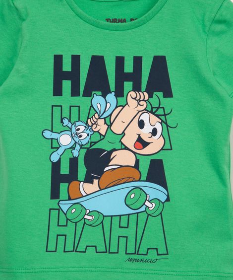 camiseta de algodão infantil cebolinha  verde
