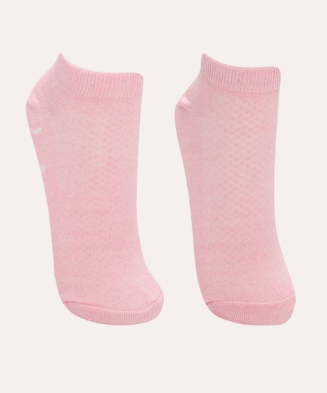 kit de 2 pares de meias coração cano baixo rosa claro