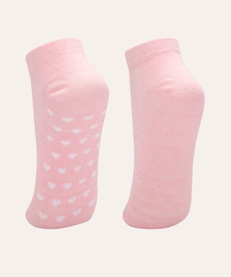 kit de 2 pares de meias coração cano baixo rosa claro