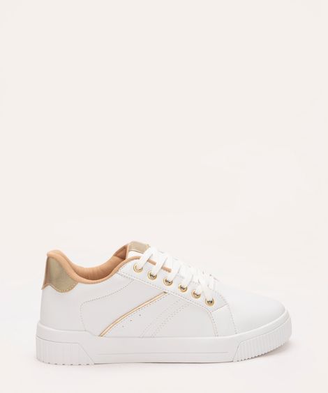 tênis casual com recortes oneself dourado
